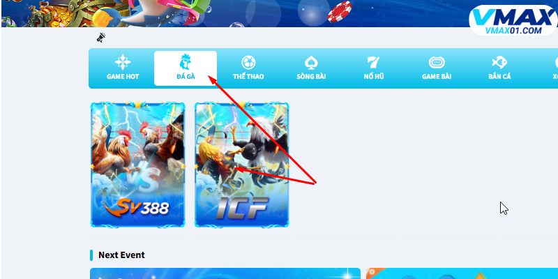 Sân chơi đá gà trực tiếp ICF hàng đầu có tại Vmax